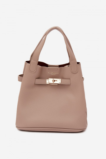 Bolso con neceser de cosméticos en piel sintética marfil Crumble