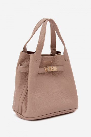 Bolso con neceser de cosméticos en piel sintética marfil Crumble 2