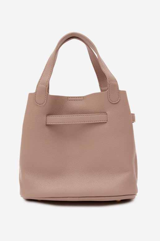 Bolso con neceser de cosméticos en piel sintética marfil Crumble