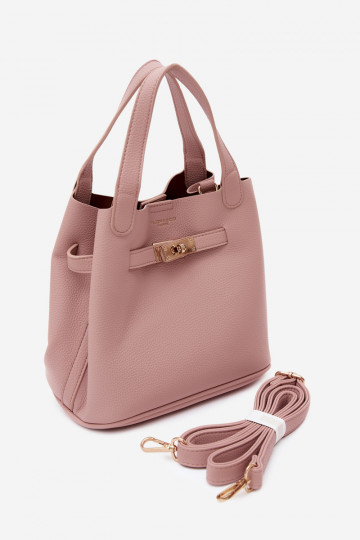 Bolso con neceser de cosméticos en piel sintética rosa Crumble