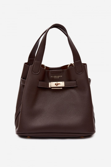 Bolso con neceser de cosméticos en piel sintética chocolate Crumble