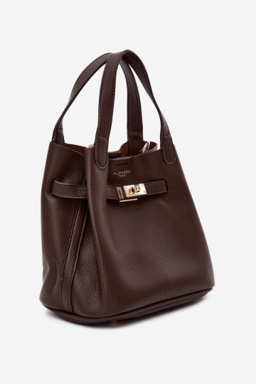 Bolso con neceser de cosméticos en piel sintética chocolate Crumble 2