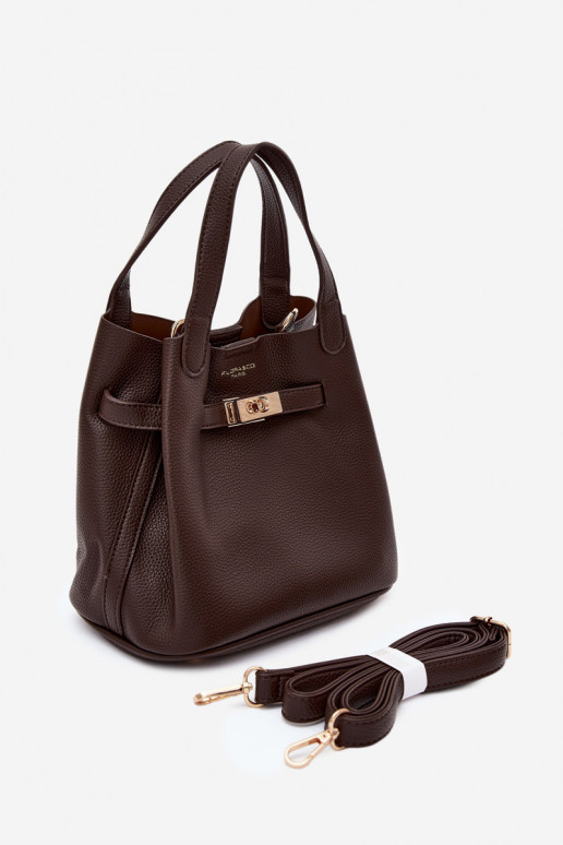 Bolso con neceser de cosméticos en piel sintética chocolate Crumble