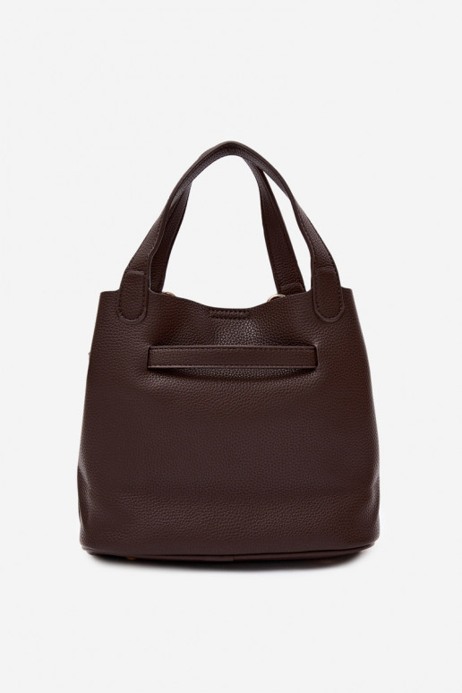 Bolso con neceser de cosméticos en piel sintética chocolate Crumble
