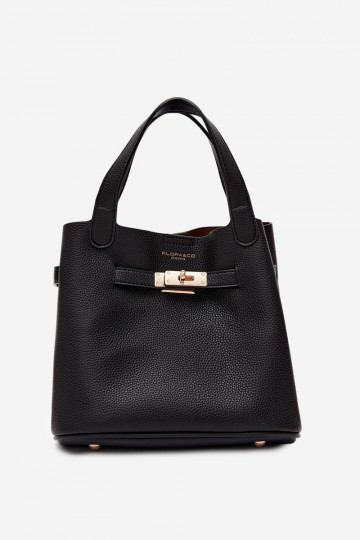 Bolso negro de piel sintética con neceser Crumble