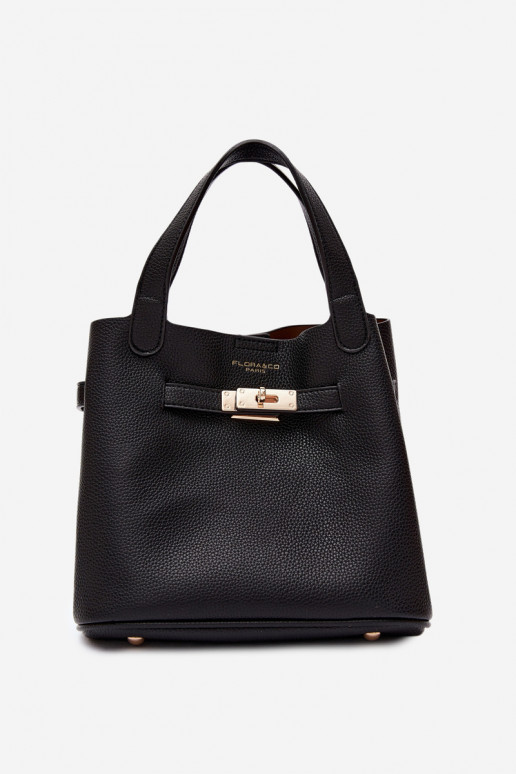 Bolso negro de piel sintética con neceser Crumble