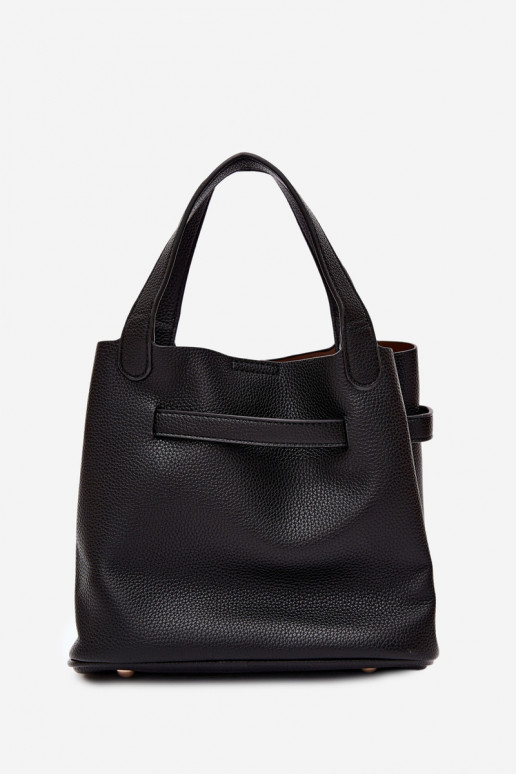 Bolso negro de piel sintética con neceser Crumble