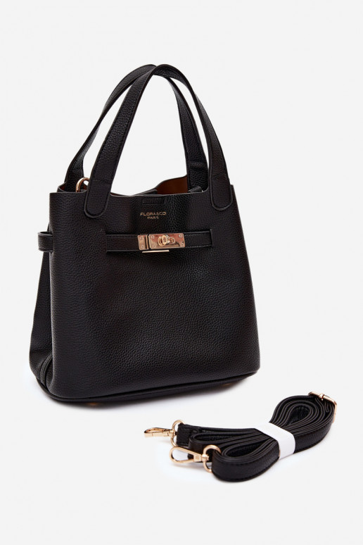 Bolso negro de piel sintética con neceser Crumble