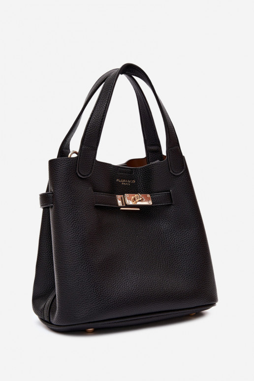 Bolso negro de piel sintética con neceser Crumble
