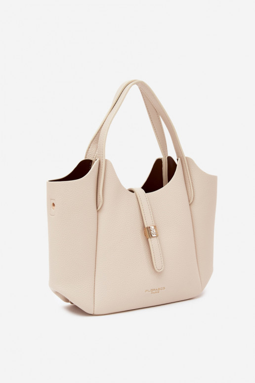 Bolso de piel sintética color arena brillante Toffee