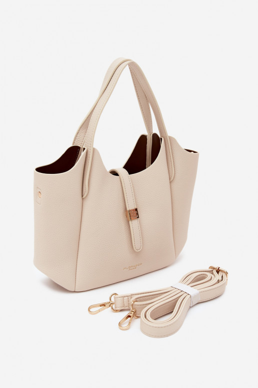 Bolso de piel sintética color arena brillante Toffee