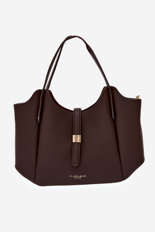 Bolso de piel sintética color chocolate Toffee