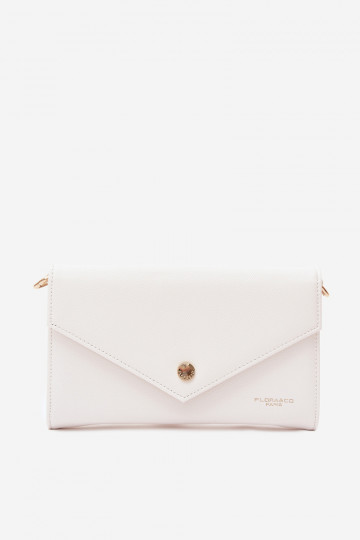 Bolso de mano tipo sobre con cintas decorativas blancas Pauline 2