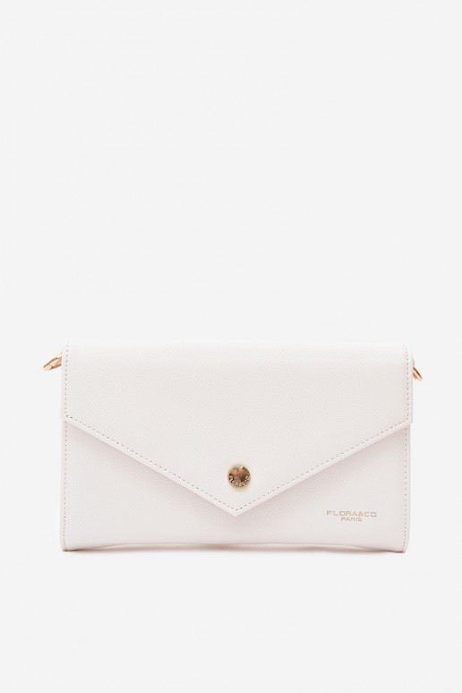 Bolso de mano tipo sobre con cintas decorativas blancas Pauline