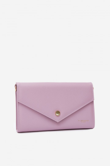 Bolso de mano tipo sobre con cintas decorativas moradas Pauline