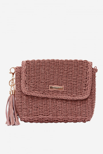 Pequeño bolso rosa estilo cartero con elementos calados Tamara