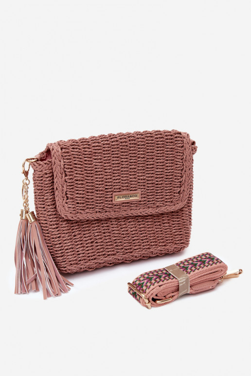 Pequeño bolso rosa estilo cartero con elementos calados Tamara