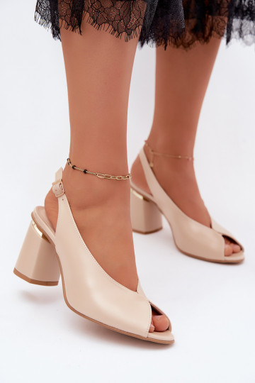 Sandalias elegantes de mujer con tacón en color arena Zazoo 1085