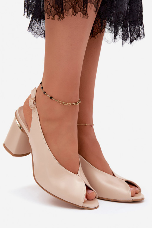 Sandalias elegantes de mujer con tacón en color arena Zazoo 1085