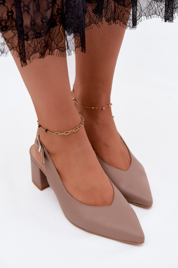 Sandalias de mujer de tacón con punta afilada en color arcilla Zazoo 1122