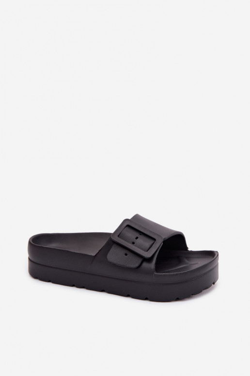 Zapatillas negras de mujer con plataforma y hebillas Caramel