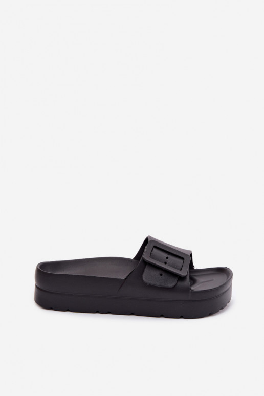 Zapatillas negras de mujer con plataforma y hebillas Caramel