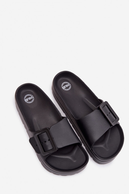 Zapatillas negras de mujer con plataforma y hebillas Caramel