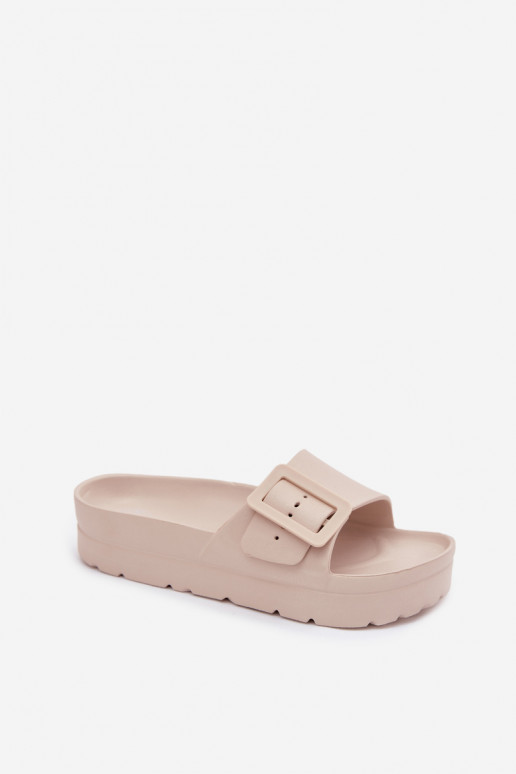 Zapatillas beige de mujer con plataforma y hebillas Caramel