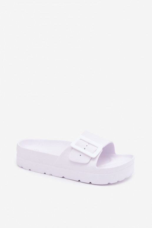Zapatillas blancas de mujer con plataforma y hebillas Caramel