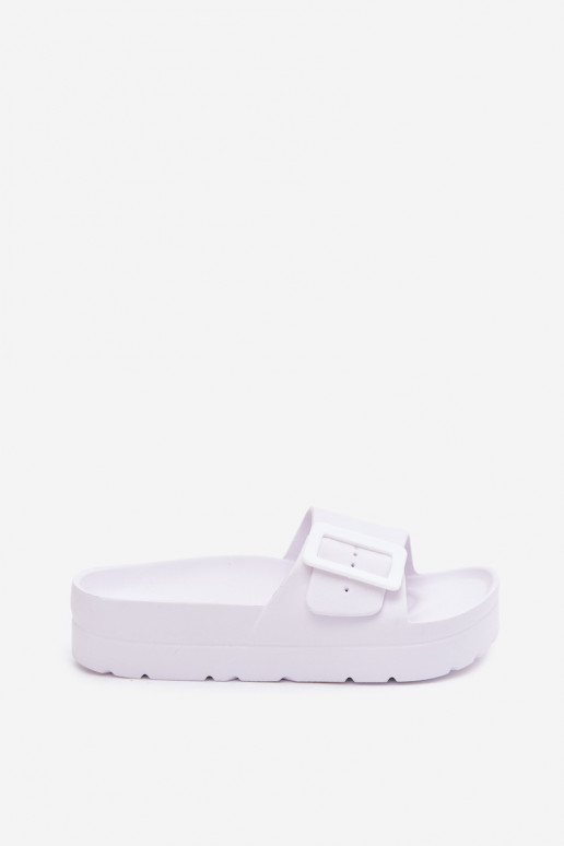 Zapatillas blancas de mujer con plataforma y hebillas Caramel