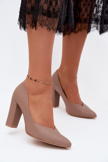 Zapatos de tacón color arcilla con correas y punta afilada Zazoo 853 2