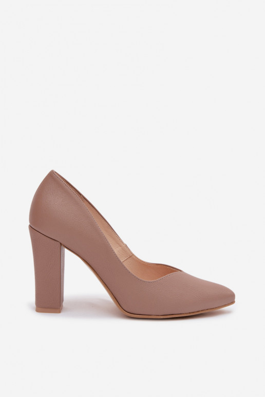 Zapatos de tacón color arcilla con correas y punta afilada Zazoo 853