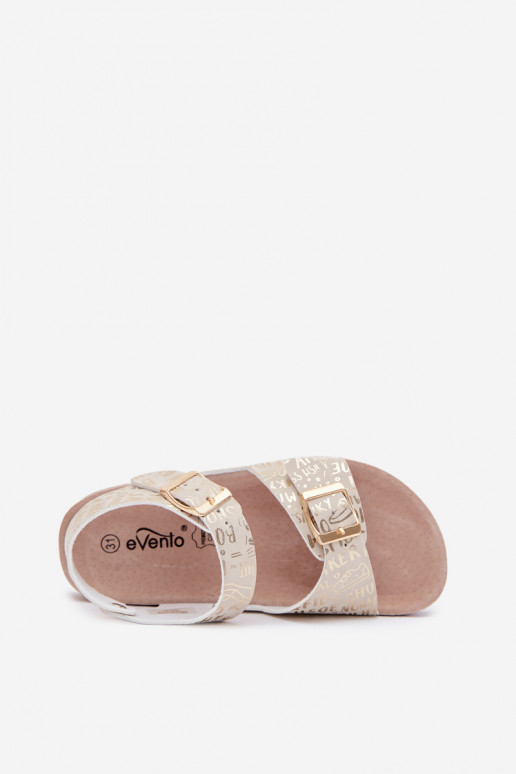 Sandalias doradas para niños con hebillas y escritos Praline