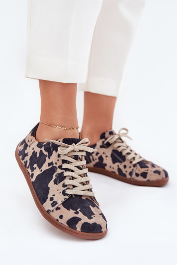 Zapatos casual de ante sintético marrón-beige Barefoot Zazoo N1120