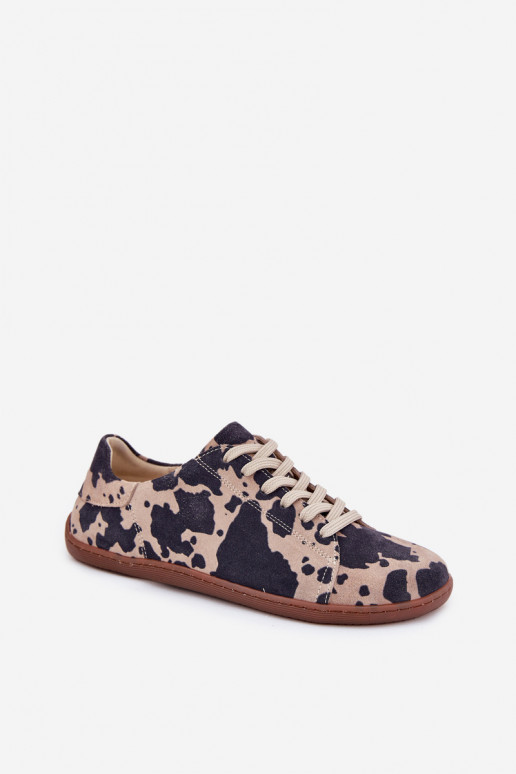 Zapatos casual de ante sintético marrón-beige Barefoot Zazoo N1120