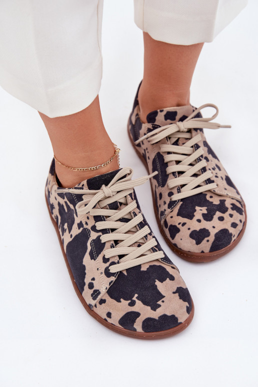 Zapatos casual de ante sintético marrón-beige Barefoot Zazoo N1120