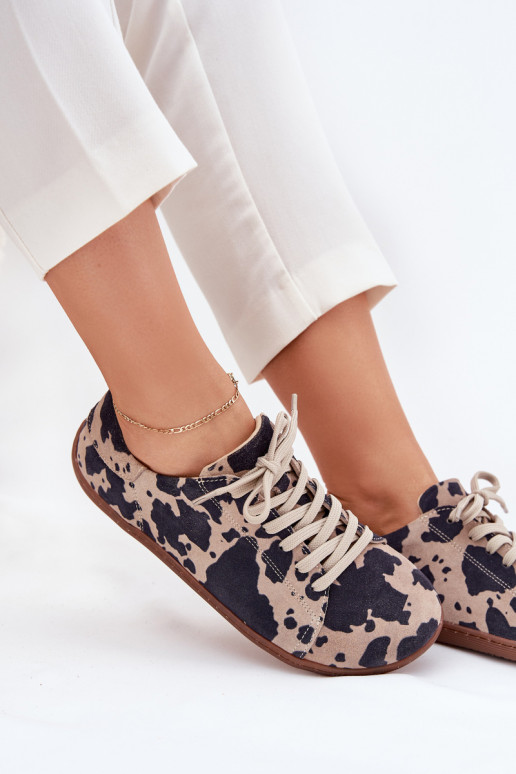 Zapatos casual de ante sintético marrón-beige Barefoot Zazoo N1120