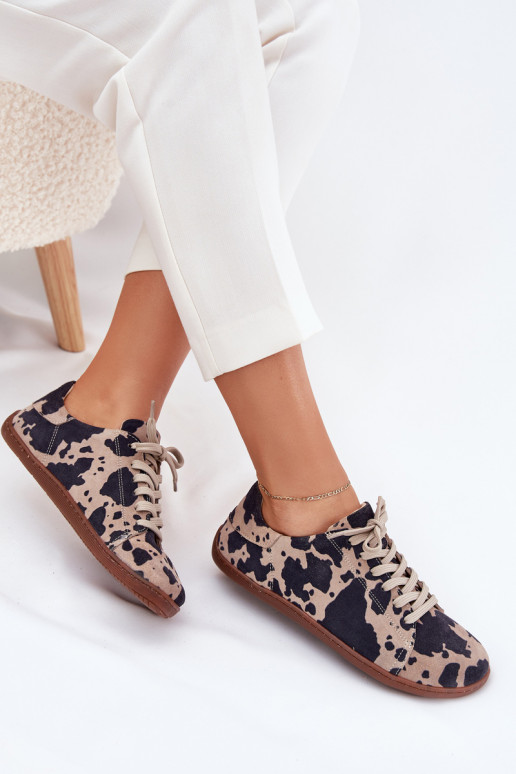 Zapatos casual de ante sintético marrón-beige Barefoot Zazoo N1120