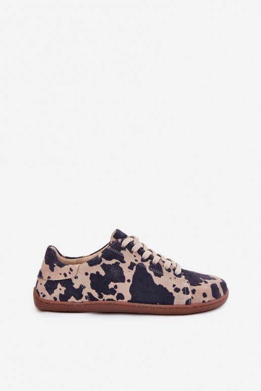 Zapatos casual de ante sintético marrón-beige Barefoot Zazoo N1120