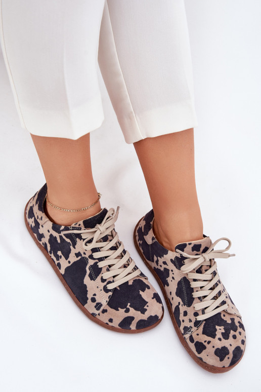 Zapatos casual de ante sintético marrón-beige Barefoot Zazoo N1120