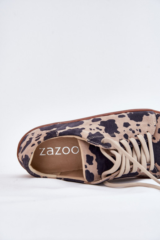 Zapatos casual de ante sintético marrón-beige Barefoot Zazoo N1120