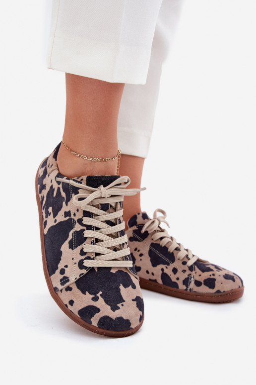 Zapatos casual de ante sintético marrón-beige Barefoot Zazoo N1120