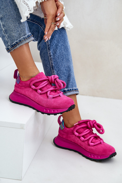Zapatillas de ante sintético rosa con cordones resistentes Artiker 54C1461