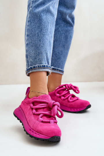 Zapatillas de ante sintético rosa con cordones resistentes Artiker 54C1461 2