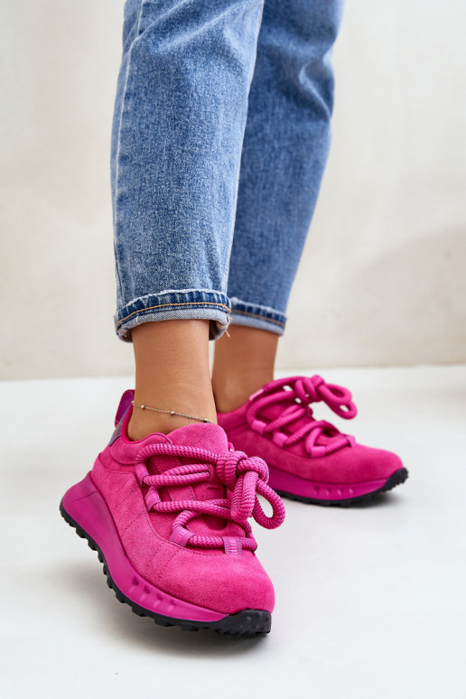 Zapatillas de ante sintético rosa con cordones resistentes Artiker 54C1461