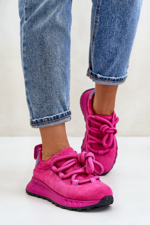 Zapatillas de ante sintético rosa con cordones resistentes Artiker 54C1461