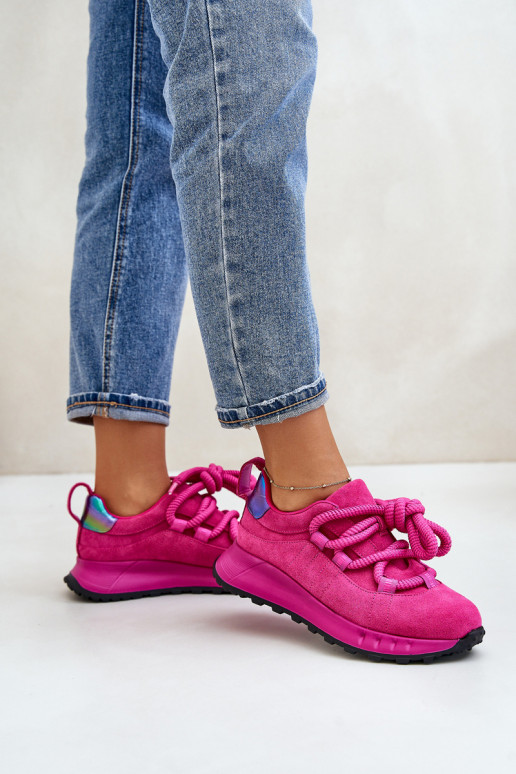 Zapatillas de ante sintético rosa con cordones resistentes Artiker 54C1461