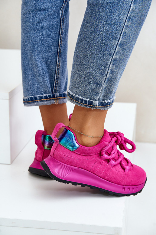 Zapatillas de ante sintético rosa con cordones resistentes Artiker 54C1461