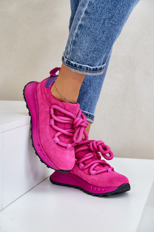 Zapatillas de ante sintético rosa con cordones resistentes Artiker 54C1461
