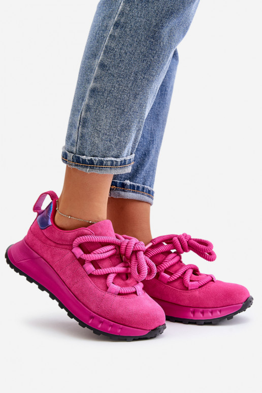 Zapatillas de ante sintético rosa con cordones resistentes Artiker 54C1461